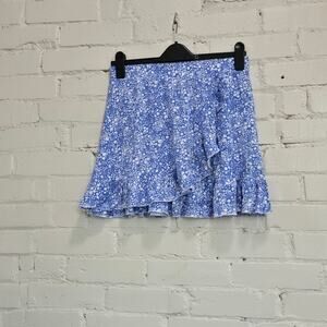 Cottagecore Blue Ditsy Floral Mini Skirt | Ruffle Hem | Boho | Spring Bloom
